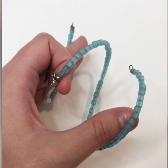 Blue and silver beaded starfish wrap bracelet - Picture 3 of 3